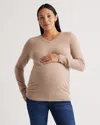 Quince Women's Mongolian Cashmere V-neck Maternity Sweater In Oatmeal