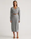 Quince Women's Mongolian Cashmere V-neck Midi Sweater Dress In Heather Grey