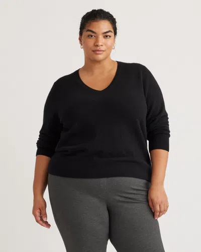 Quince Women's Mongolian Cashmere V-neck Sweater In Black