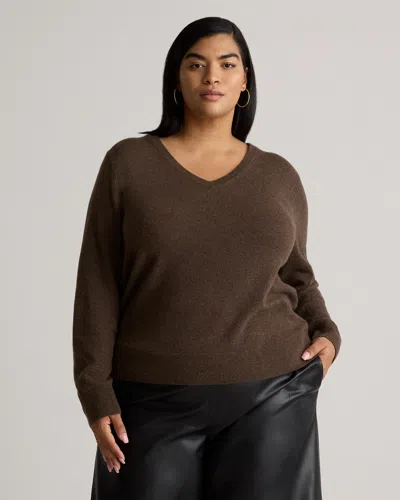 Quince Women's Mongolian Cashmere V-neck Sweater In Brown