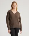 Quince Women's Mongolian Cashmere V-neck Sweater In Brown