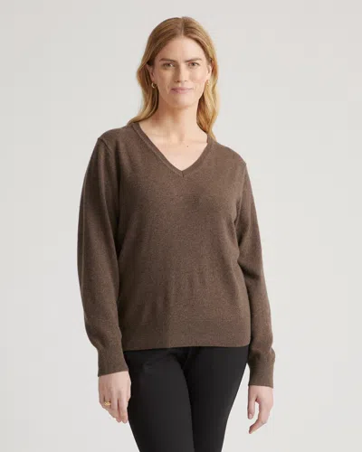 Quince Women's Mongolian Cashmere V-neck Sweater In Brown
