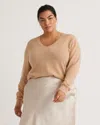Quince Women's Mongolian Cashmere V-neck Sweater In Camel