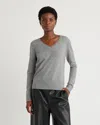 Quince Women's Mongolian Cashmere V-neck Sweater In Heather Grey