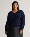 Quince Women's Mongolian Cashmere V-neck Sweater In True Navy