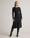 Quince Women's Mongolian Cashmere Wide-rib Midi Dress In Heather Charcoal