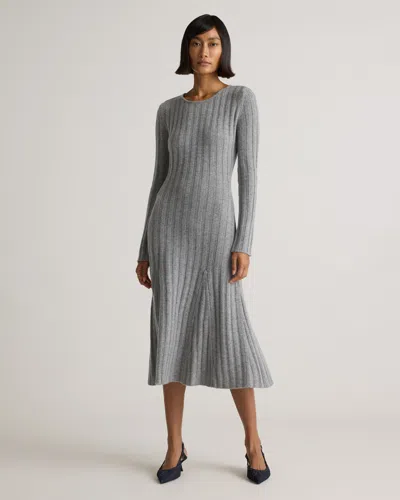 Quince Women's Mongolian Cashmere Wide-rib Midi Dress In Heather Grey