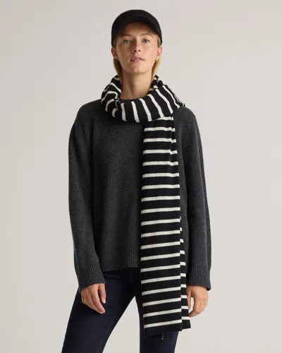 Quince Women's Mongolian Cashmere Wrap In Black/ivory Stripe