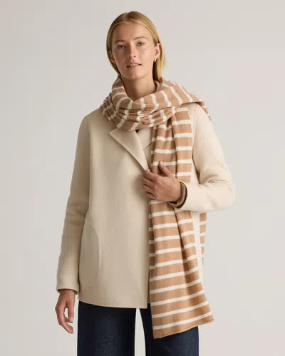 Quince Women's Mongolian Cashmere Wrap In Camel/ivory Stripe