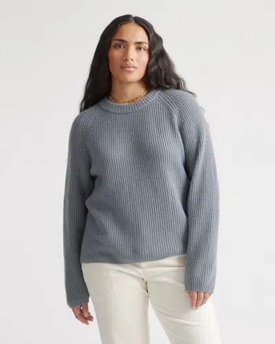 Quince Women's Mongolian Spring Cashmere Fisherman Crewneck Sweater In Dusty Blue