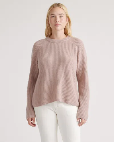 Quince Women's Mongolian Spring Cashmere Fisherman Crewneck Sweater In Mink Pink