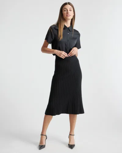 Quince Women's Mongolian Spring Cashmere Midi Skirt In Black