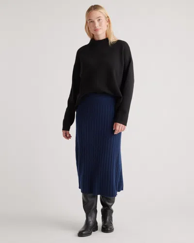 Quince Women's Mongolian Spring Cashmere Midi Skirt In Navy