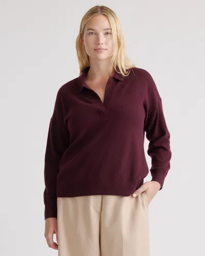 Quince Women's Mongolian Spring Cashmere Polo Sweater In Burgundy