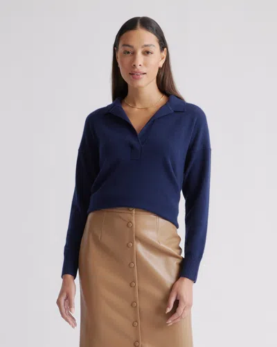 Quince Women's Mongolian Spring Cashmere Polo Sweater In Navy