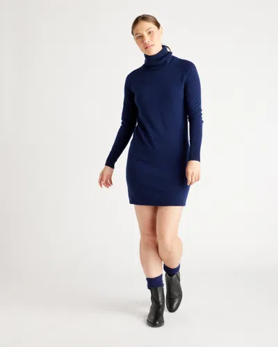 Quince Women's Mongolian Spring Cashmere Turtleneck Sweater Dress In Navy