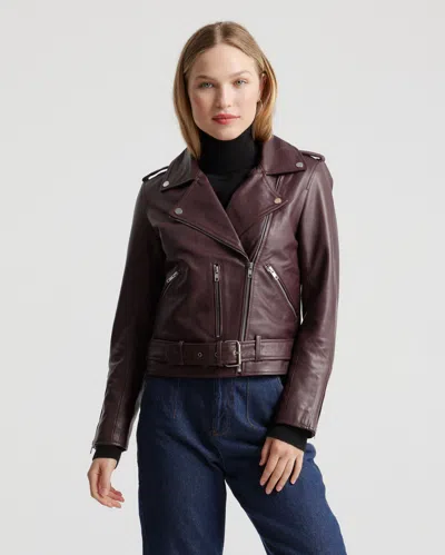 Quince Women's Motorcycle Jacket In Burgundy