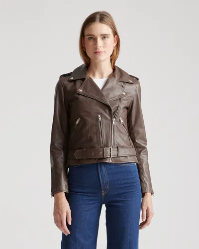 Quince Women's Motorcycle Jacket In Chocolate Brown