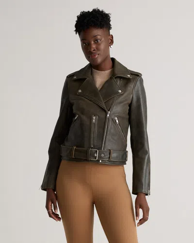 Quince Women's Motorcycle Jacket In Distressed Brown