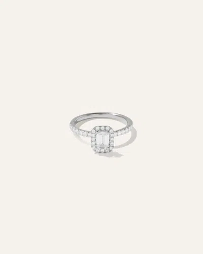 Quince Women's Natural Diamond Emerald Halo Pave Engagement Ring In White Gold