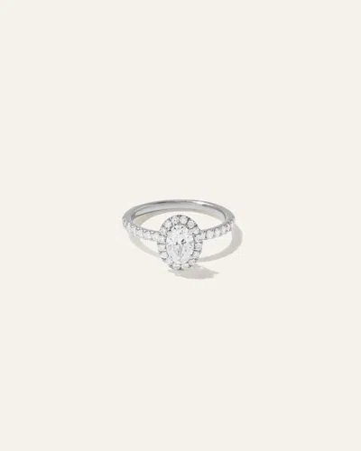 Quince Women's Natural Diamond Oval Halo Pave Engagement Ring In White Gold