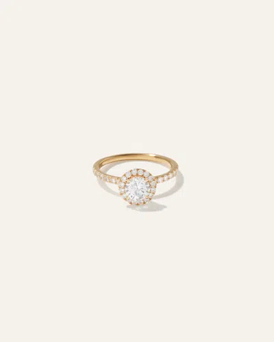 Quince Women's Natural Diamond Round Halo Pave Engagement Ring In Yellow Gold