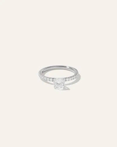 Quince Women's Natural Diamond Round Petite Pave Engagement Ring In White Gold