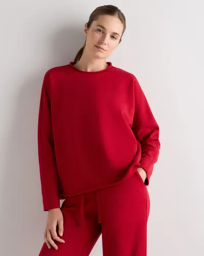 Quince Women's Organic French Terry Crew Neck Alpaca Sweater In Red