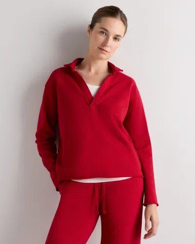 Quince Women's Organic French Terry Henley In Red