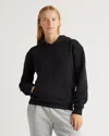 Quince Women's Organic Heavyweight Fleece Boyfriend Hoodie In Black