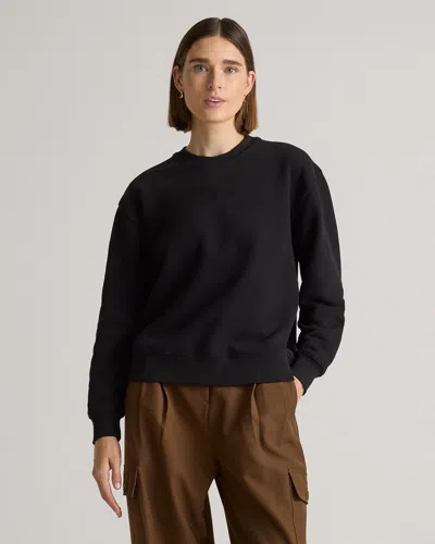 Quince Women's Organic Heavyweight Fleece Crew Neck Alpaca Sweater In Black