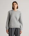 Quince Women's Organic Heavyweight Fleece Crew Neck Alpaca Sweater In Heather Grey
