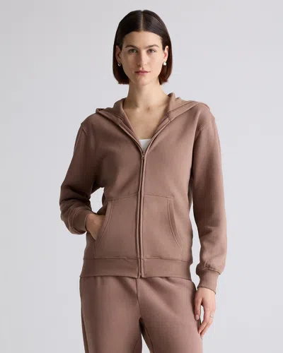 Quince Women's Organic Heavyweight Fleece Full Zip Hoodie In Taupe