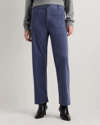 Quince Women's Organic Stretch Corduroy Cropped Wide Leg Pants In Blue