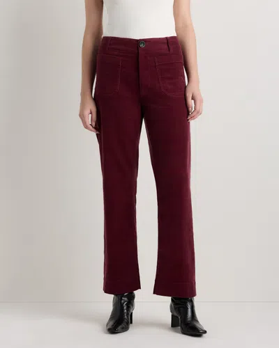 Quince Women's Organic Stretch Corduroy Cropped Wide Leg Pants In Burgundy