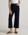 Quince Women's Organic Stretch Corduroy Cropped Wide Leg Pants In Navy