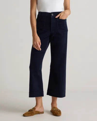 Quince Women's Organic Stretch Corduroy Cropped Wide Leg Pants In Navy