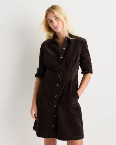 Quince Women's Organic Stretch Corduroy Mini Shirt Dress In Brown