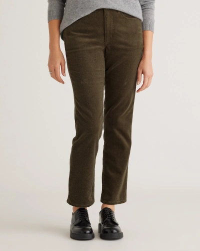 Quince Women's Organic Stretch Corduroy Straight Leg Pants In Seaweed