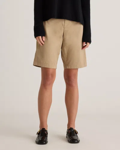 Quince Women's Organic Stretch Cotton Chino Bermuda Shorts In Light Khaki