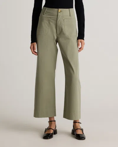 Quince Women's Organic Stretch Cotton Chino Cropped Wide Leg Pants