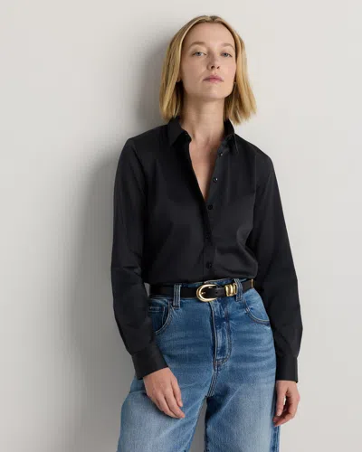 Quince Women's Organic Stretch Cotton Tailored Shirt In Black