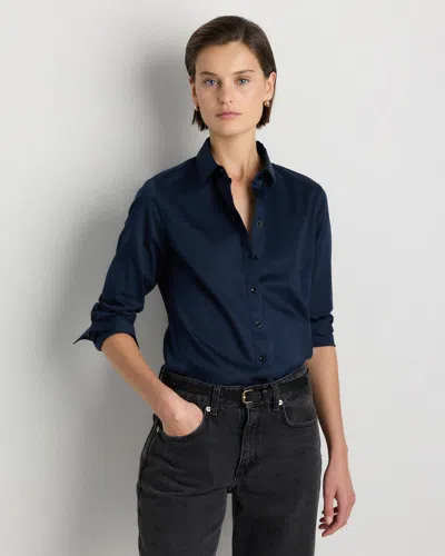 Quince Women's Organic Stretch Cotton Tailored Shirt In Blue