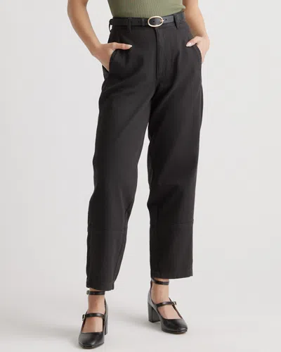 Quince Women's Organic Stretch Cotton Twill Barrel Pants In Black