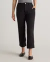Quince Women's Organic Stretch Cotton Twill Straight Leg Cropped Pants In Black