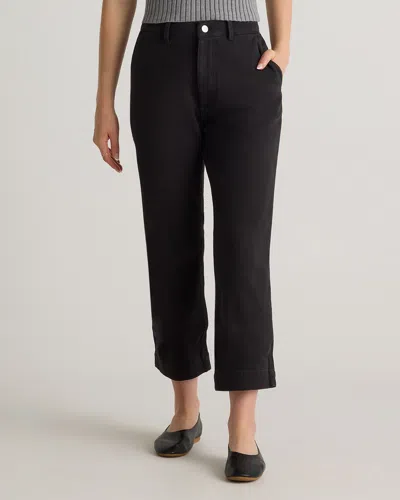 Quince Women's Organic Stretch Cotton Twill Straight Leg Cropped Pants In Black