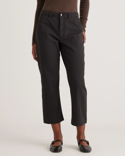Quince Women's Organic Stretch Cotton Twill Straight Leg Cropped Pants In Black