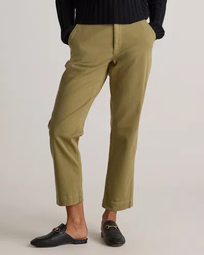 Quince Women's Organic Stretch Cotton Twill Straight Leg Cropped Pants In Olive