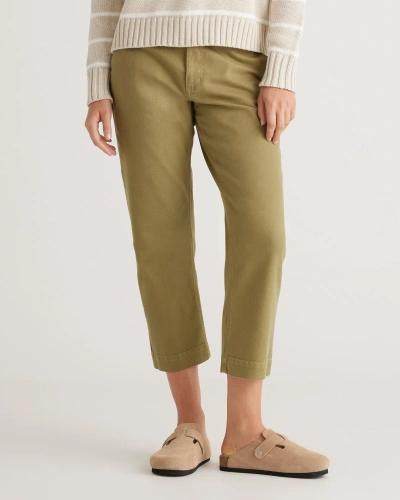 Quince Women's Organic Stretch Cotton Twill Straight Leg Cropped Pants In Olive