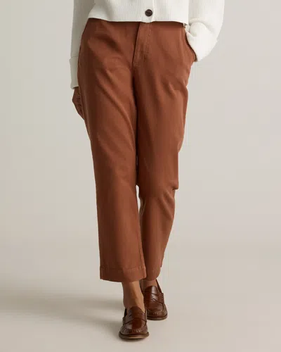 Quince Women's Organic Stretch Cotton Twill Straight Leg Cropped Pants In Rust
